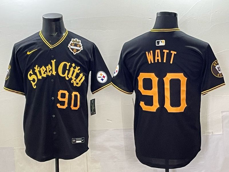 Men 2025 Nike Pittsburgh Steelers #90 Watt Black Limited NFL Jersey style 042->pittsburgh pirates->MLB Jersey